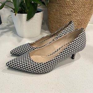 Lifestride Black Gingham Kitten Heels Checkered Plaid Womens 8.5 Pumps EUC
